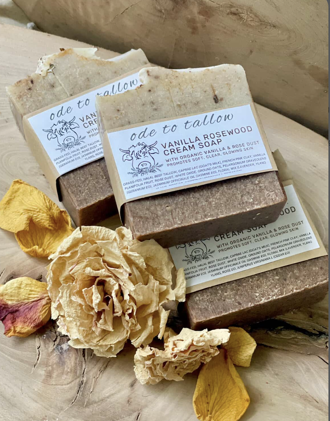 Vanilla Rosewood Cream Soap | With Halal & Grassfed Beef Tallow