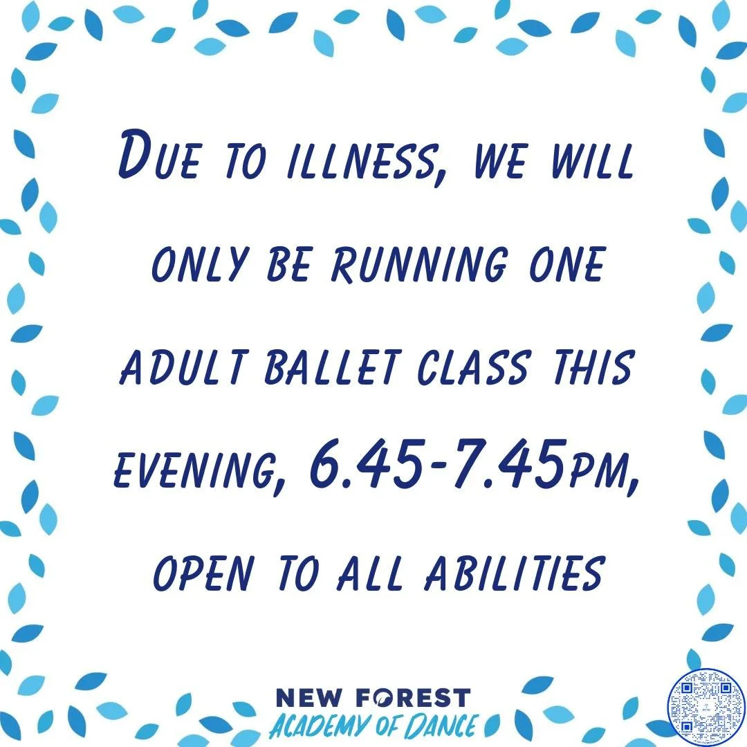 Unfortunately, due to teacher illness, we are not able to run both our adult ballet classes this evening, so will be running one combined class at 6.45-7.45pm. 

Apologies for the inconvenience and we hope to see you there! 💙

 #proudtobenfad #nfad 