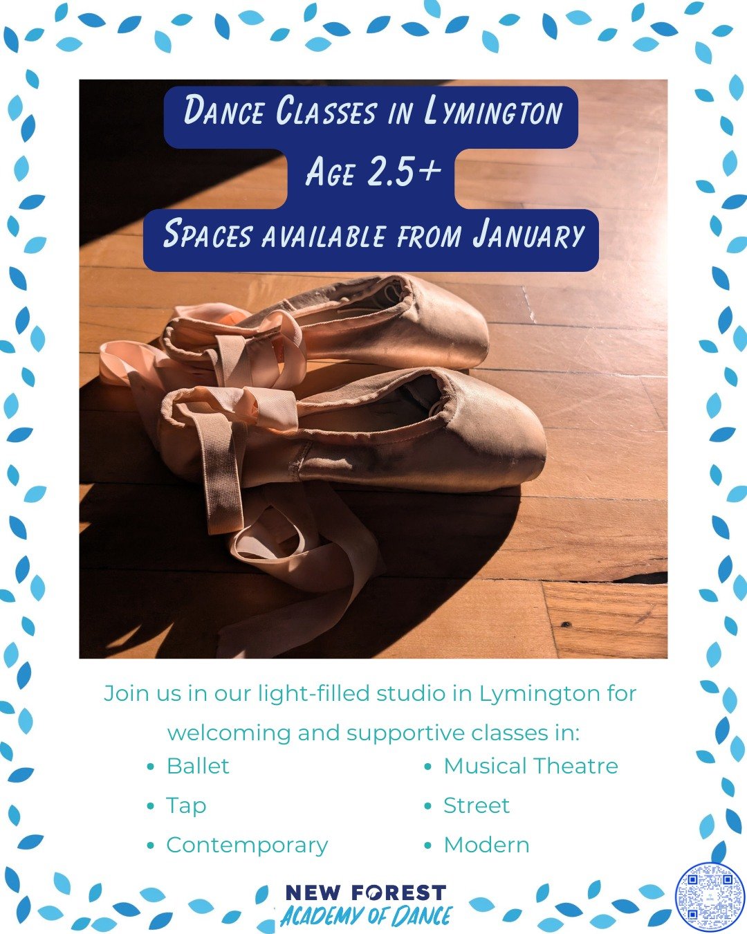 Looking to join a new dance class in January? 💙

We have a limited number of spaces in selected NFAD classes!

Book a four-week trial starting in January and you will receive a free pair of ballet shoes or an NFAD t-shirt as a welcome gift!

To book