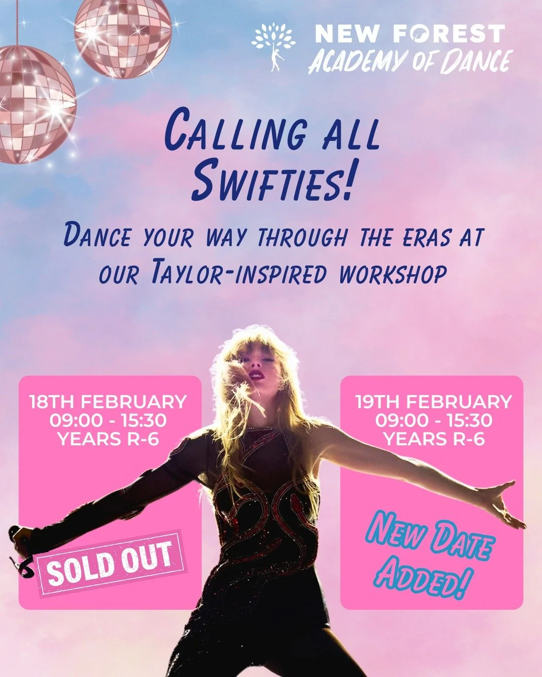 Looking for something exciting to do this half term? 💙

Our Swifties dance workshop is a high-energy, pop-inspired day for children who love music, movement and performing.

Swifties &ndash; a Taylor-inspired dance day
- 18th (SOLD OUT) and 19th Feb