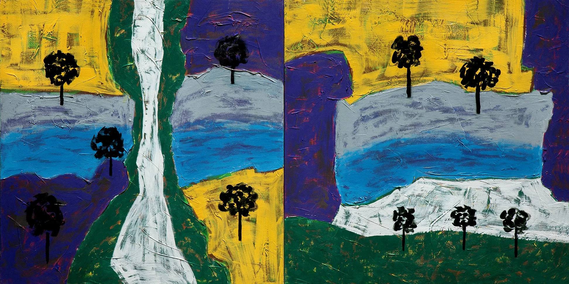Abstract Landscape Diptych #1, 2026 (30"x60")
