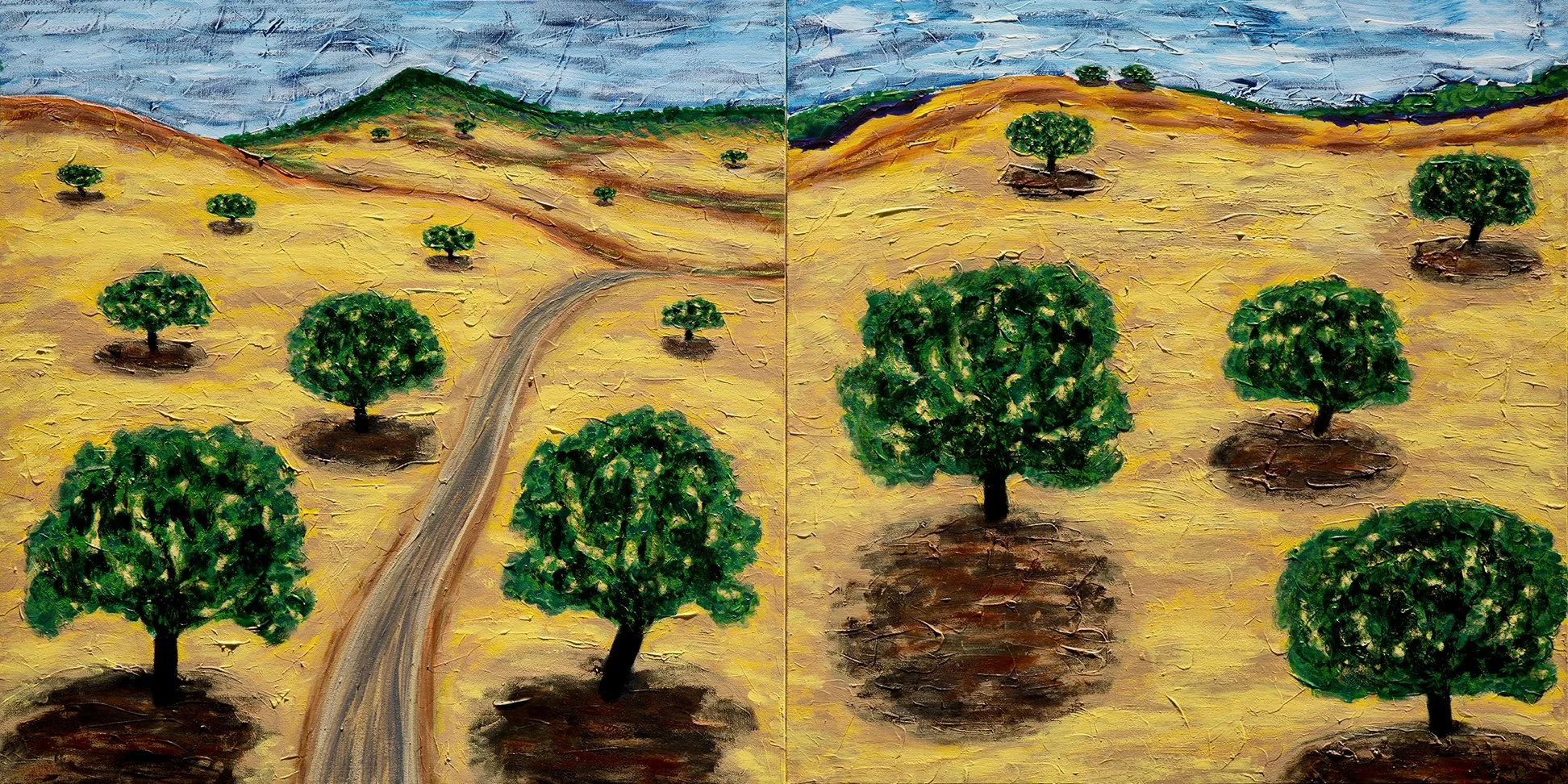 Oak Diptych #1, 2026 (30"x60")