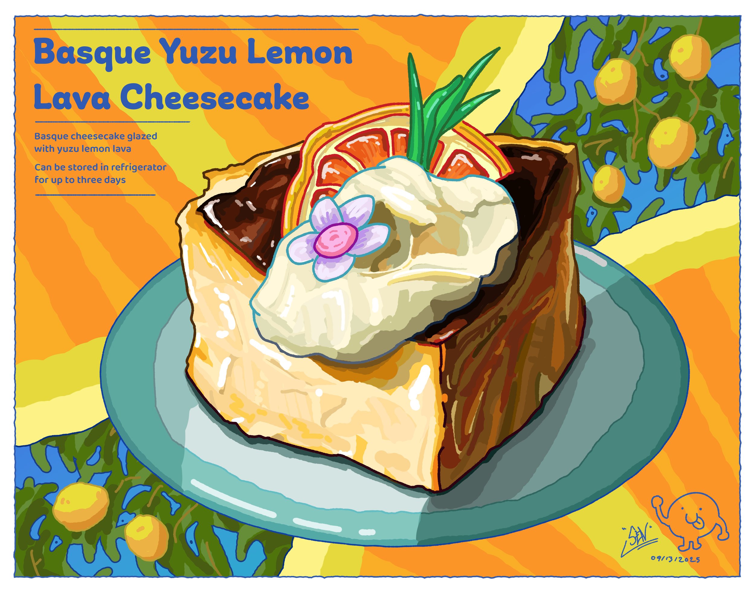 Basque Yuzu Lemon Lava Cheesecake | Personal Work