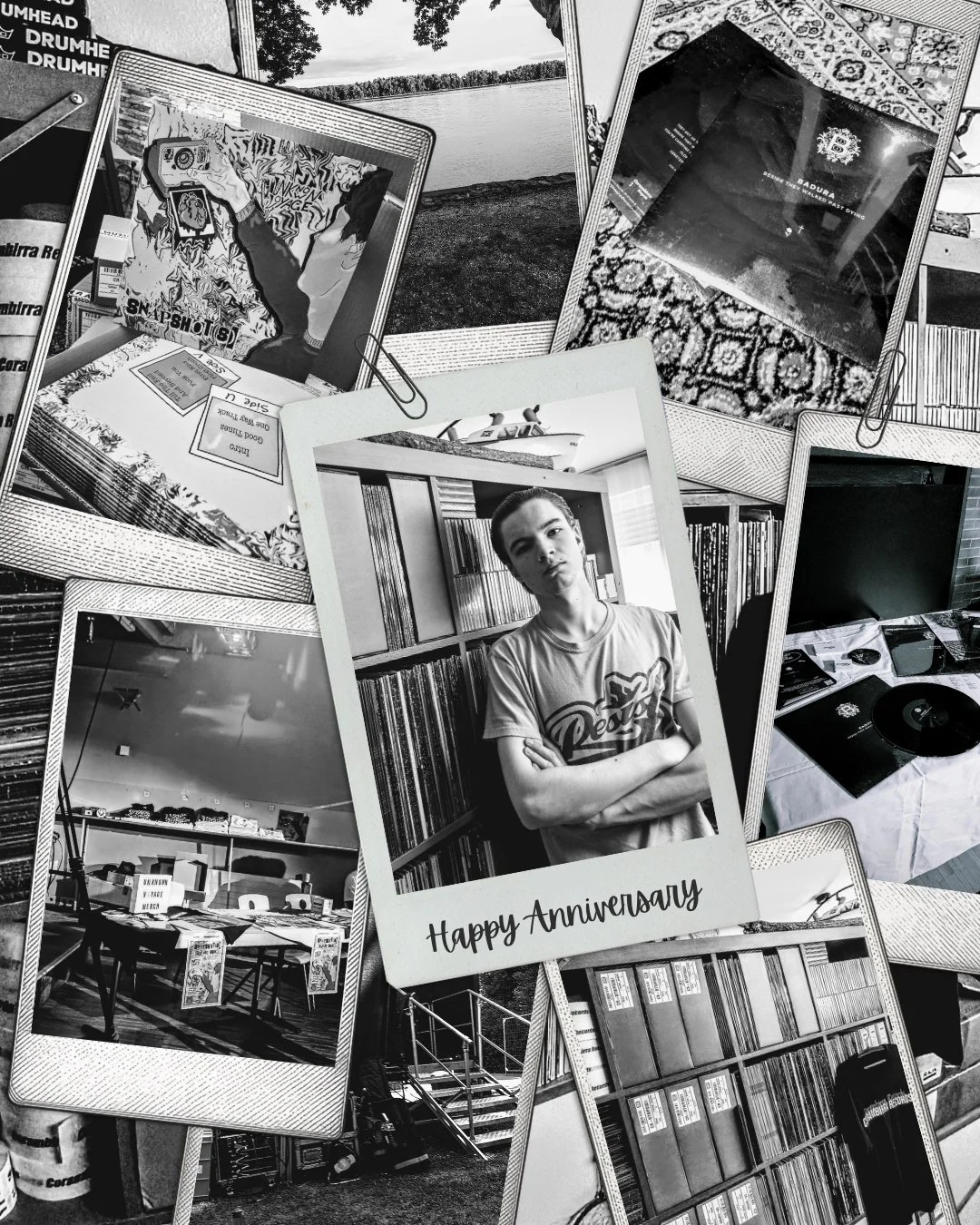 Moody black and white Corambirra Records 2nd Anniversary Collage.