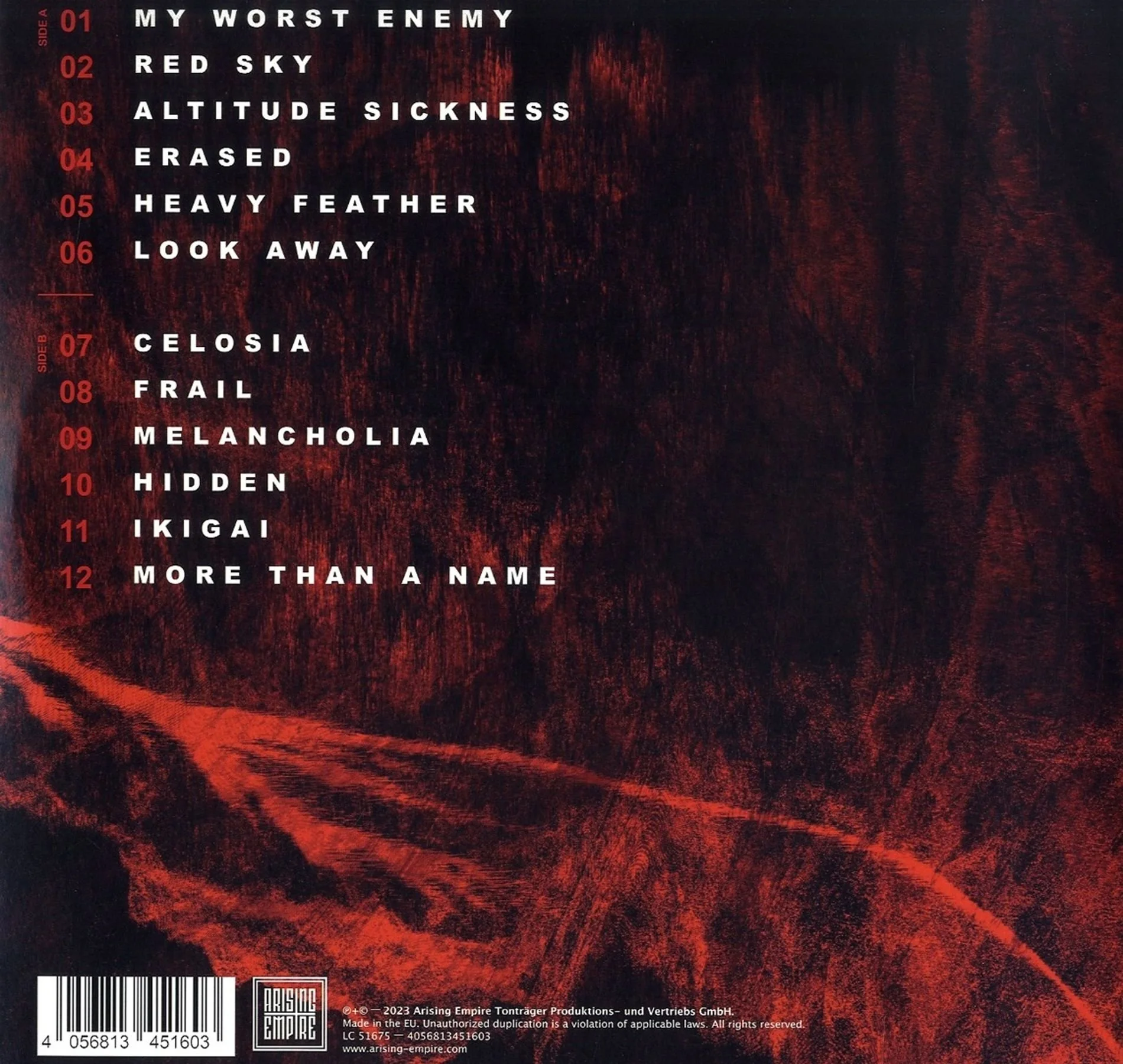 Aviana - Epicenter (Limited Edition Translucent Red Vinyl) LP back.jpg