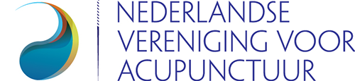 Logo van de Nederlandse Vereniging voor Acupunctuur met blauwe en groene sierlijke vorm