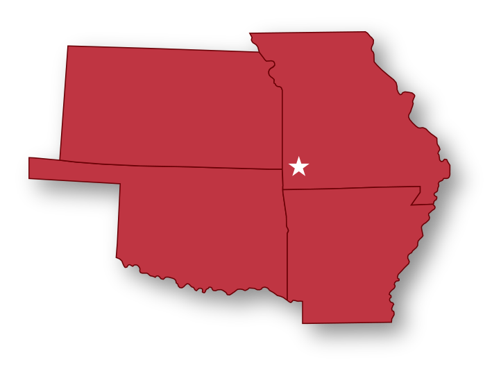 map of Missiouri, Kansas, Oklahoma & Arkansas