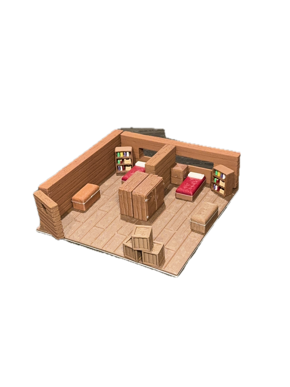 Inn Bedroom terrain pack set up on a table