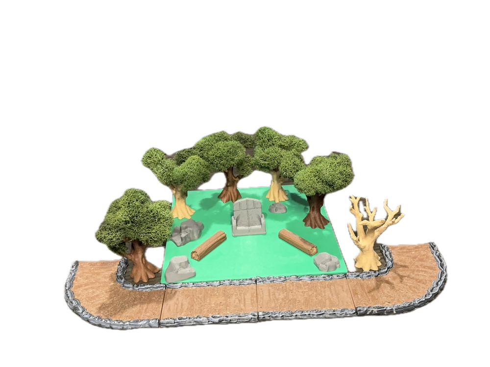 Forest Clearing terrain pack set up on a table