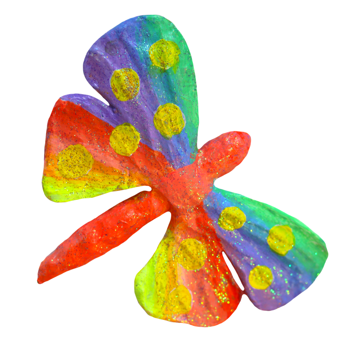 Colourful rainbow-colored butterfly with yellow spots