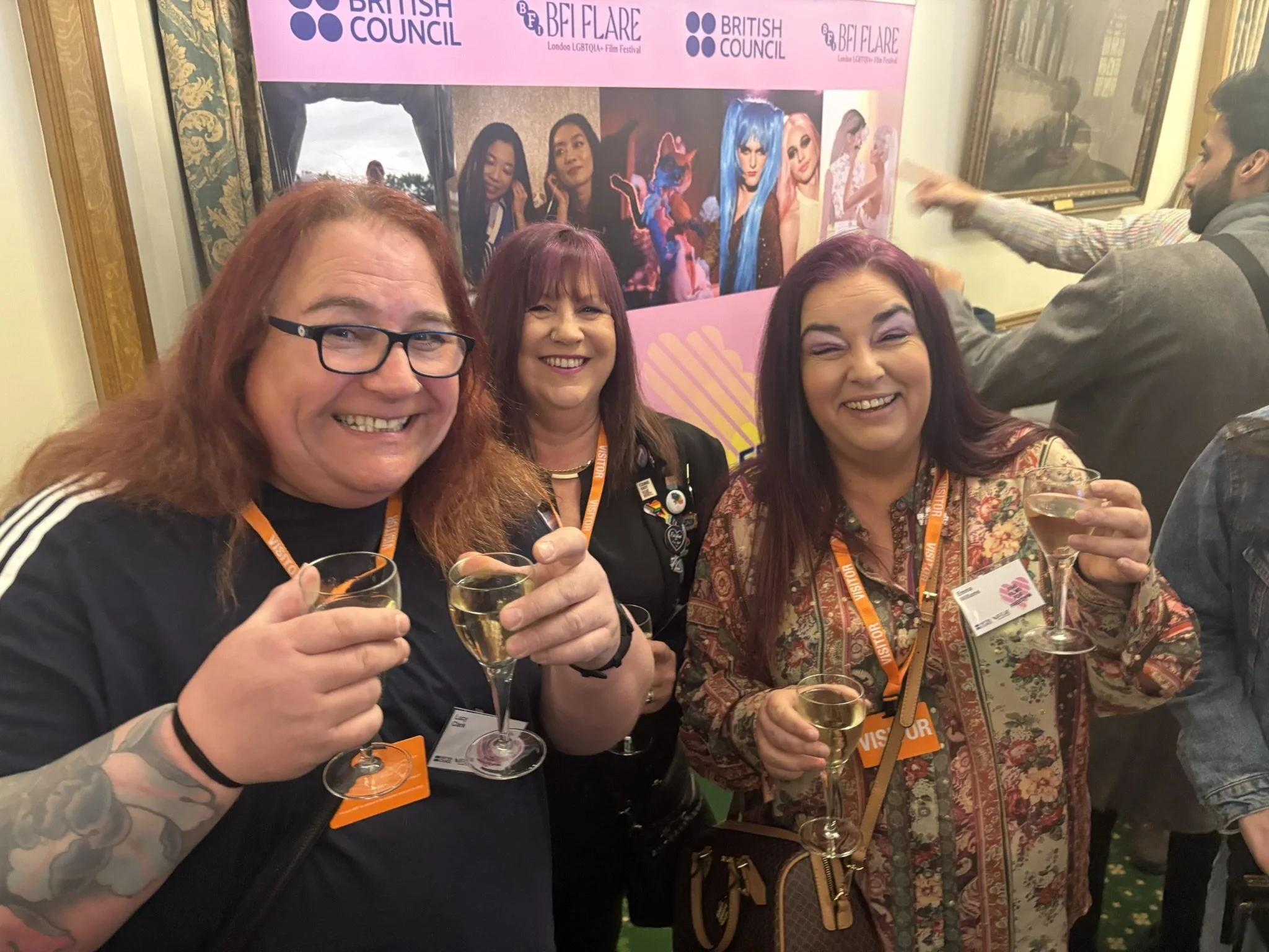 TRUK United manager Lucy Clarke, Avril Clarke and Emily's mum Emma at Parliament in Westminster at a reception for We'll Go Down in History as part of Five Films for Freedom 2025