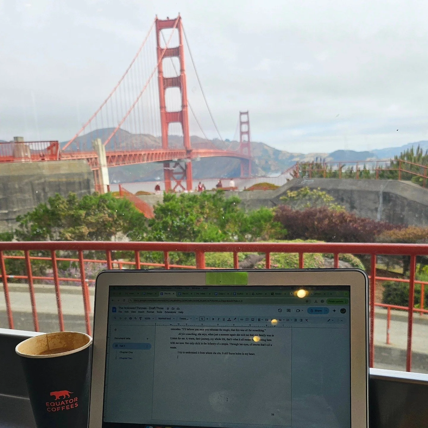 Today's writing view 🌁

Looking to make a serious dent in draft three today. We're only three chapters in to a page one rewrite... but we're here :)

And, truly, how can I not be inspired with a workspace like this? 😍

#writerlife #author #authorso