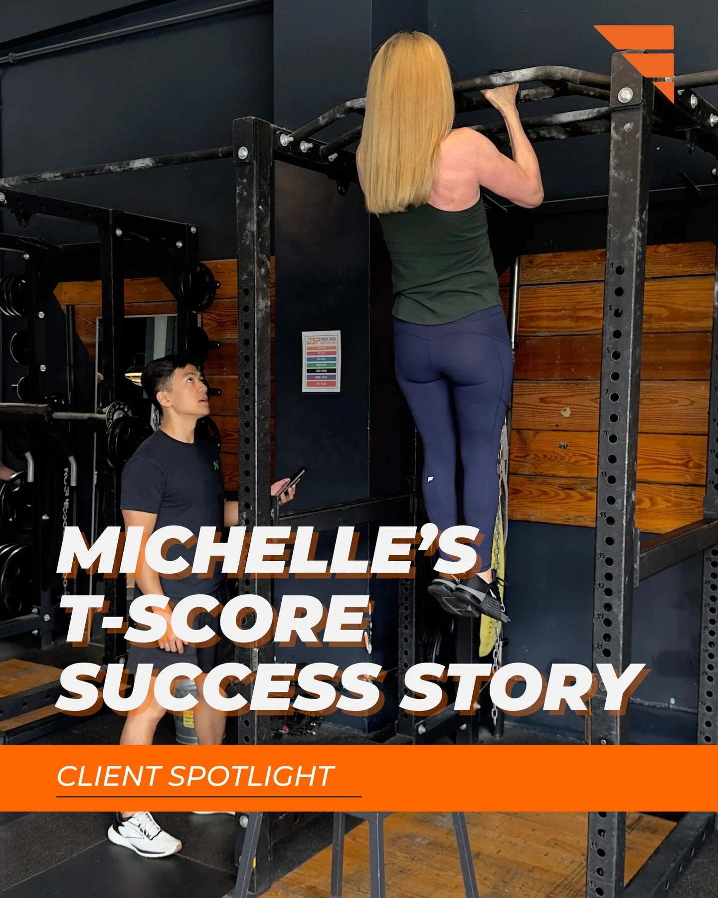 Michelle and Coach Austin (@avolver.fitness) started working together in early 2024 following her osteoporosis diagnosis. ⁠
⁠
At the end of 2023, Michelle&rsquo;s lumbar spine T score measured -3.0, placing her in the osteoporosis range. After a year