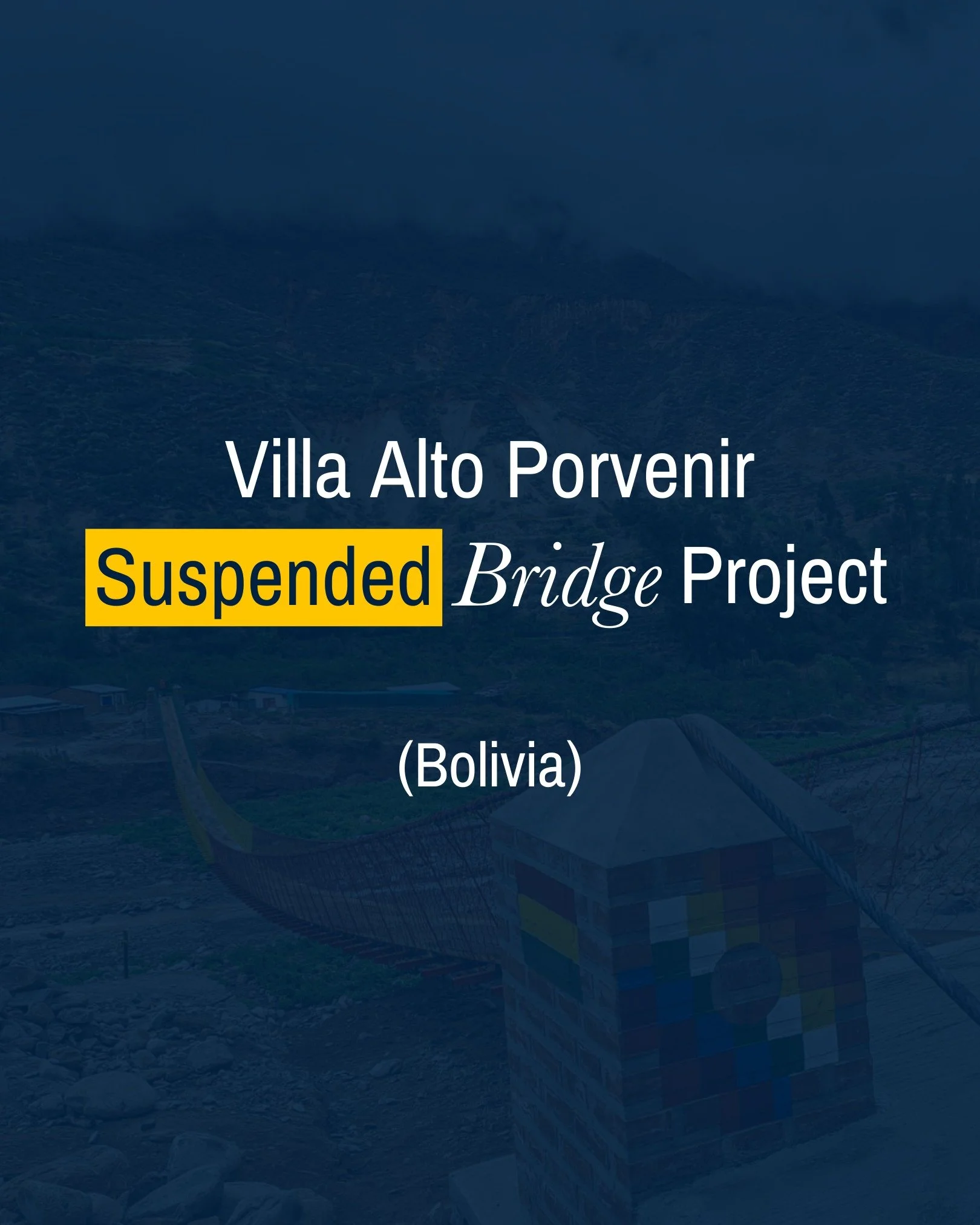 Today we celebrate the completion of the Villa Alto Porvenir Suspended Bridge Project in Bolivia - another life-changing project made possible by our generous supporters like you. Special thanks to our volunteers from PCL and Burns &amp; McDonnell (@
