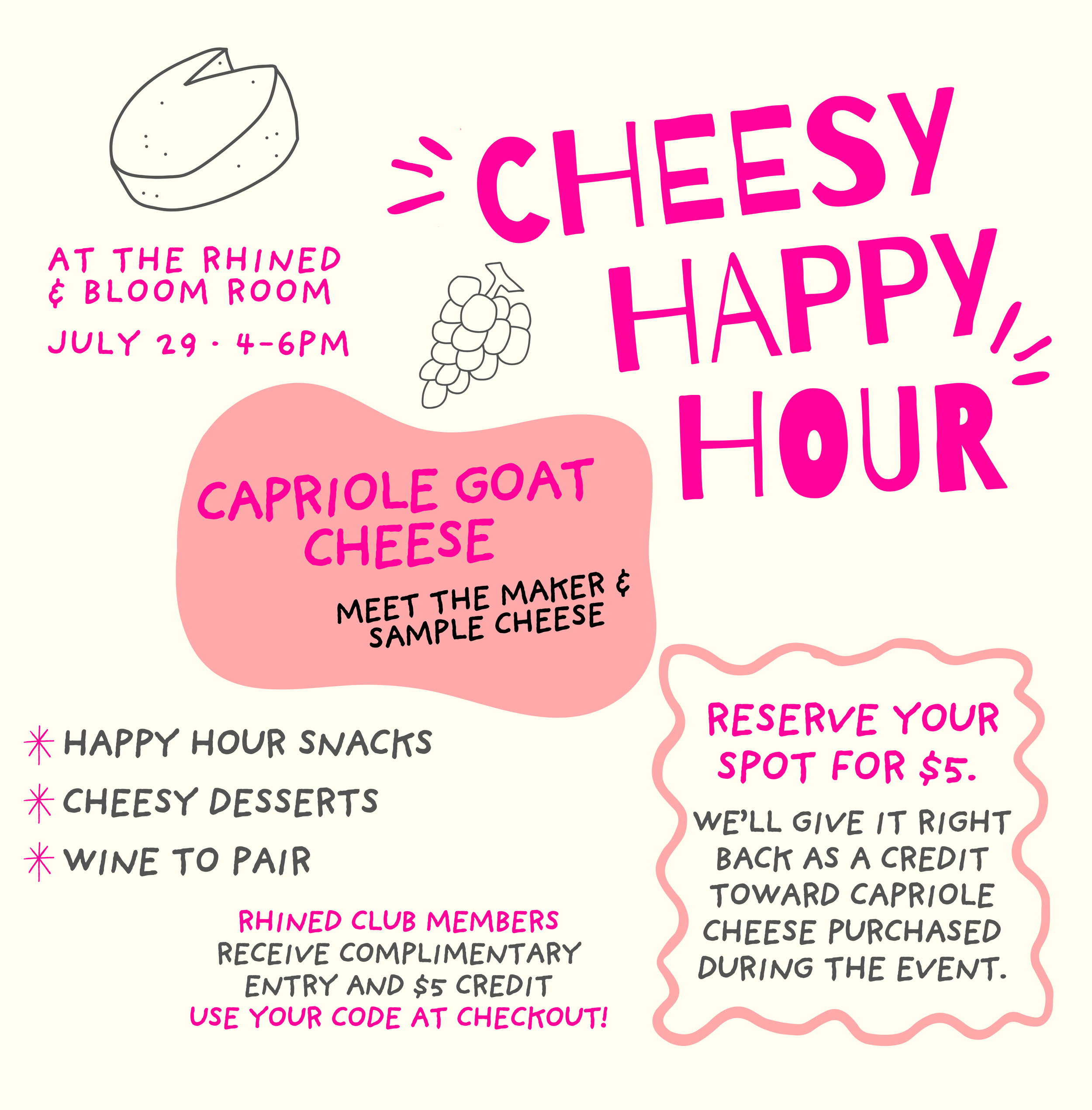 Cheesy Happy Hour with Capriole Goat Cheese