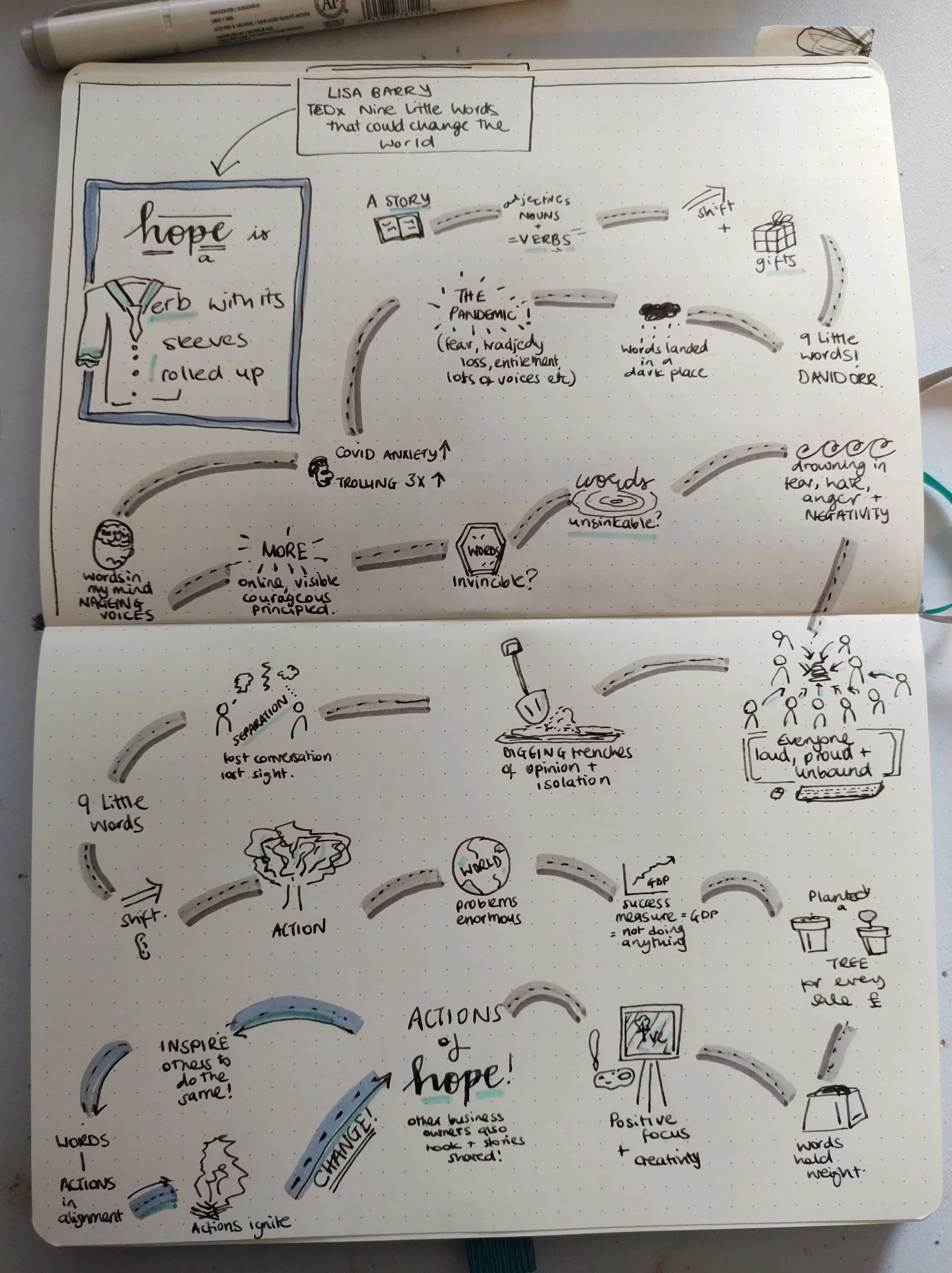 Lisa Barry - TEDx; Hand-drawn, from recording - given as momento gift