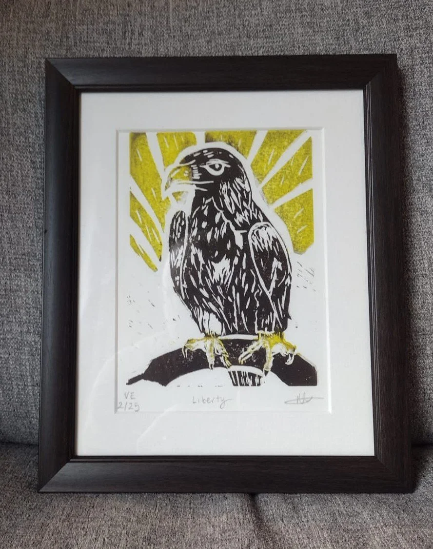 Liberty - Charity Lino-carved Relief Print