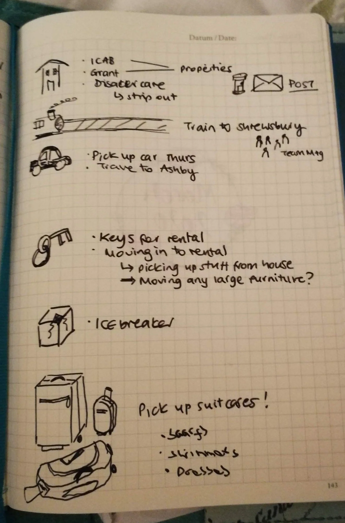 Admin following a flood to our home in 2020 (read the several part story on Kev's Substack - click on image), made a little lighter with visual notes in my Bullet Journal; pen and paper