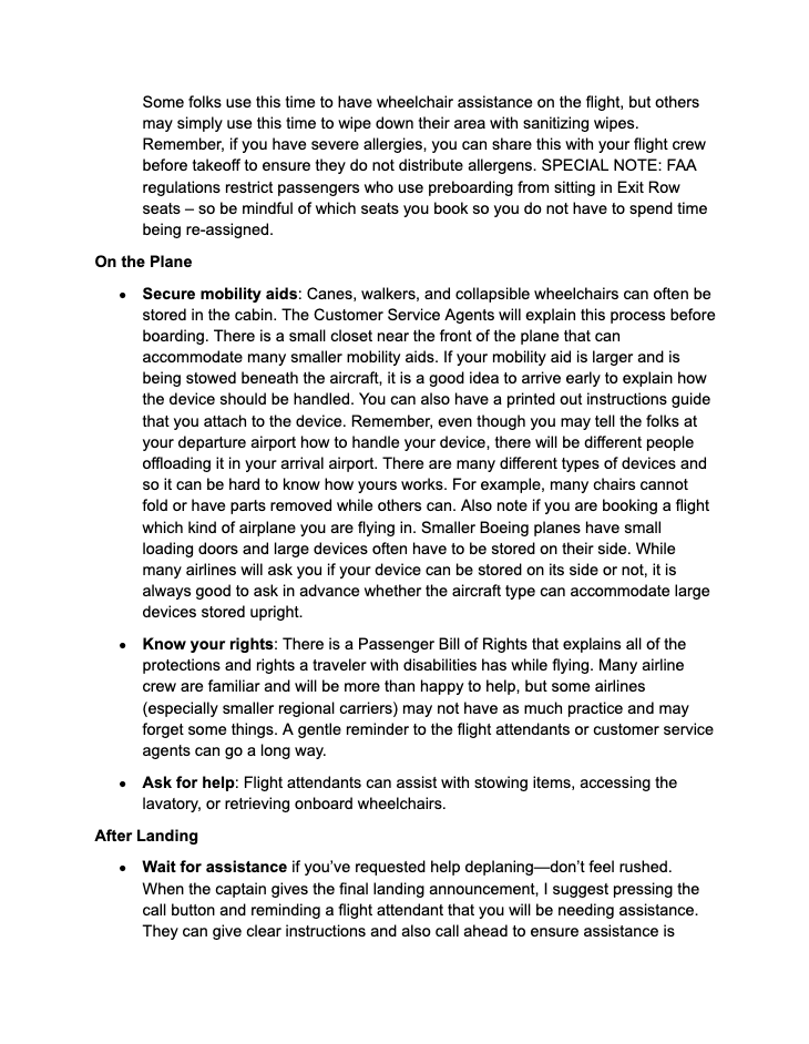 Preview of page two of  "Front row or nowhere: Rethinking accessibility in work travel" checklist