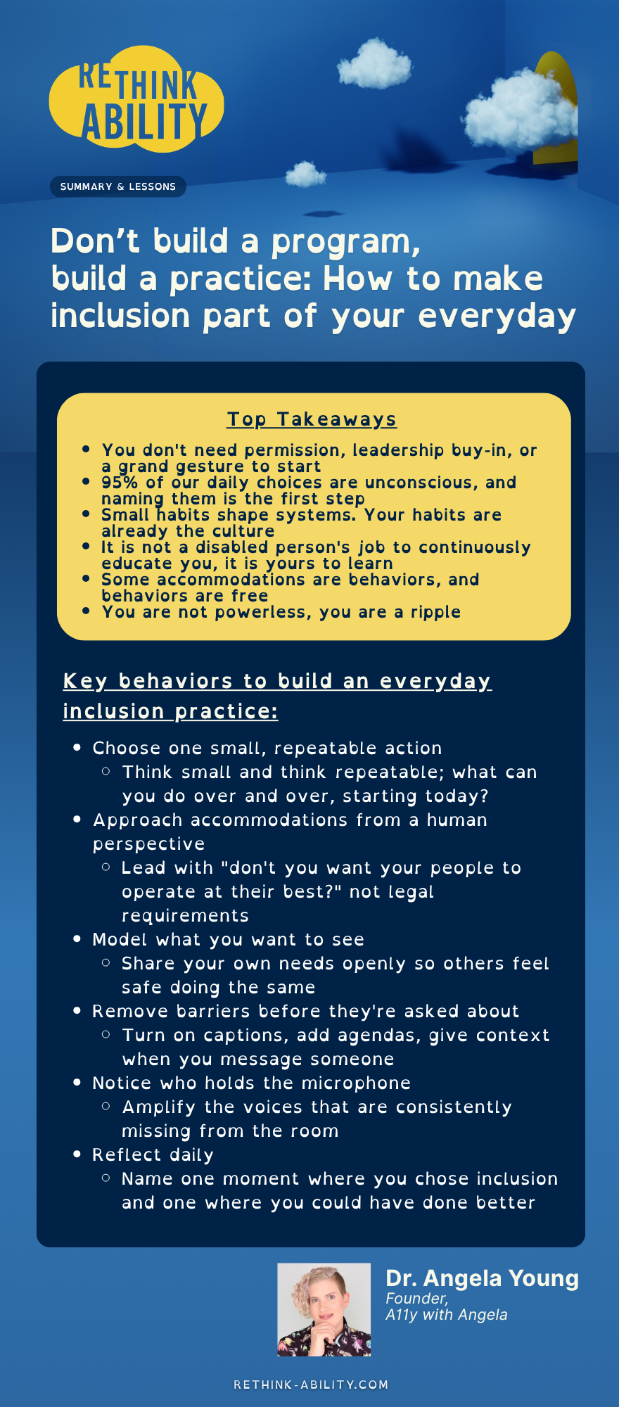 Preview of "Don’t build a program,  build a practice:  How to make inclusion part of your everyday" one pager
