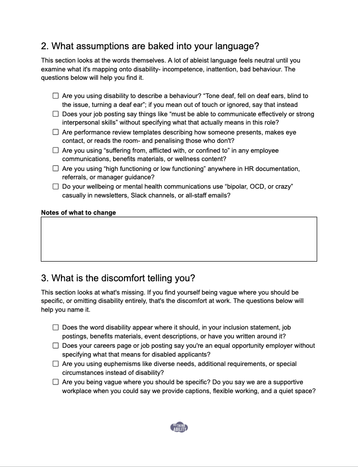 Preview of page two of "Words create worlds:  Using language as an intentional tool for inclusion" resource document