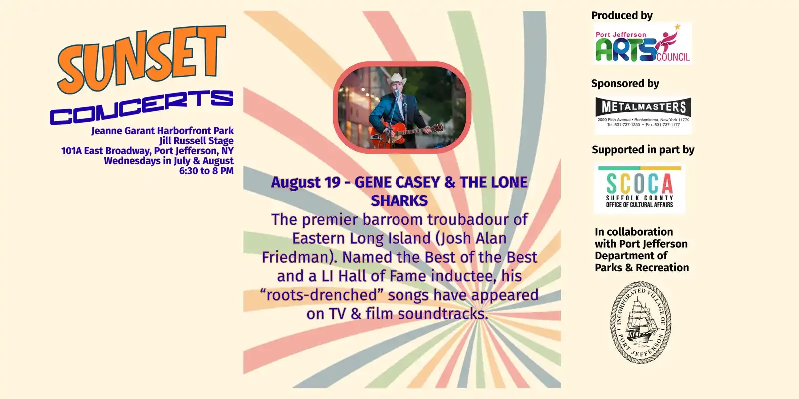 Sunset Concerts: GENE CASEY &amp; THE LONE SHARKS 