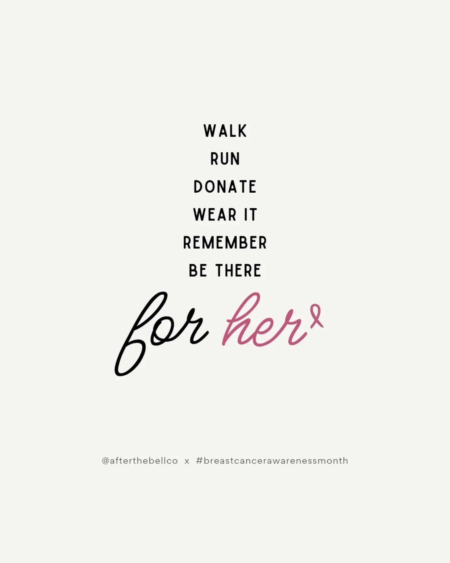 ✨ As Breast Cancer Awareness Month approaches, let&rsquo;s pause and reflect.

Every time you see a pink ribbon, ask yourself.. what actions am I taking for her?

👉 Walk, run, donate, wear it, remember, be there.
But most importantly make sure your 