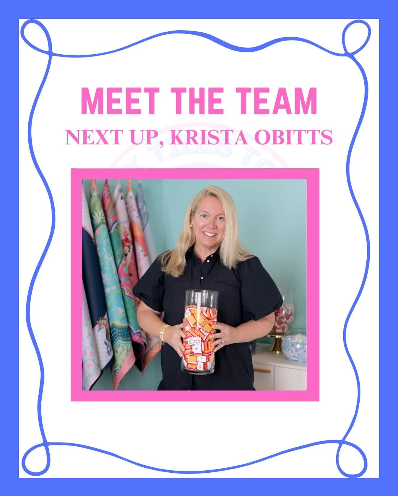 Next up&hellip; Krista Obitts!

Krista has been with Talk Tiles to Me since the very beginning, back when this was just a little spark of an idea and a whole lot of dreaming. 💭 From day one, she&rsquo;s been a sounding board, a creative force and on