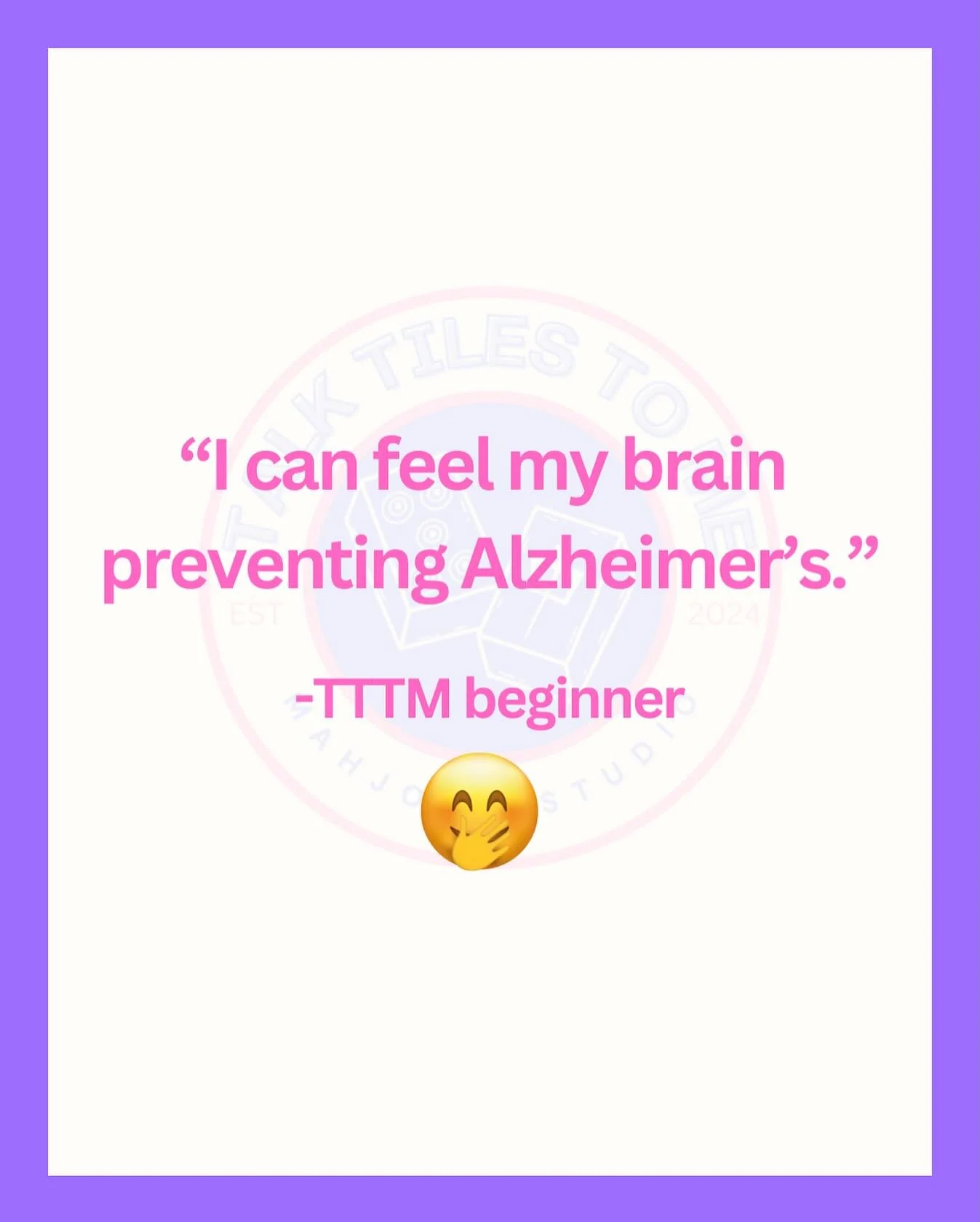 ⬆️ this might be the best quote I&rsquo;ve heard regarding Mahjong! 😂 That&rsquo;s from one of our recent newbie players and it couldn&rsquo;t be more true. 
Our layered approach to teaching 
Mahjong keeps your brain firing on all 
cylinders-pattern