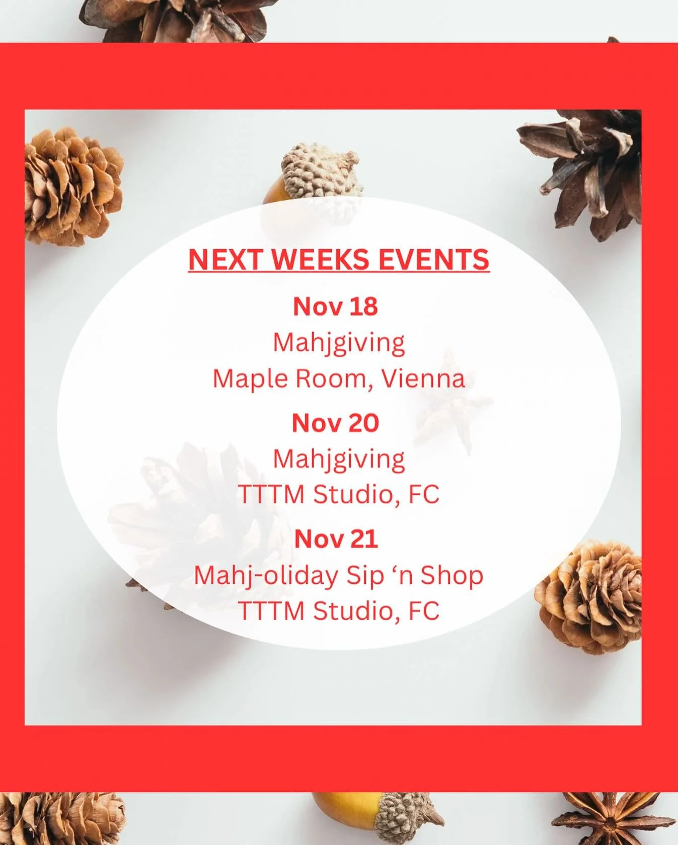 Join us next week as we get into the holiday spirit-giving thanks for this incredible community and rolling right into the kickoff of holiday shopping. 🦃 🎄 Link in bio to register for any of our events. 🀄️