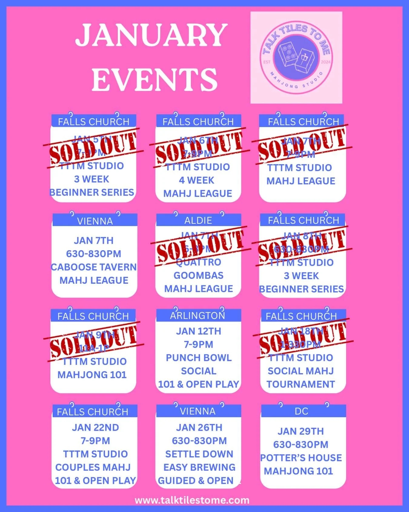 Join us this January! 🀄️
Missed a class you had your eye on? Good news, early February events are live and already filling fast. Link in bio to register for all events. #newyearnewhobby #mahjong #mahjongg