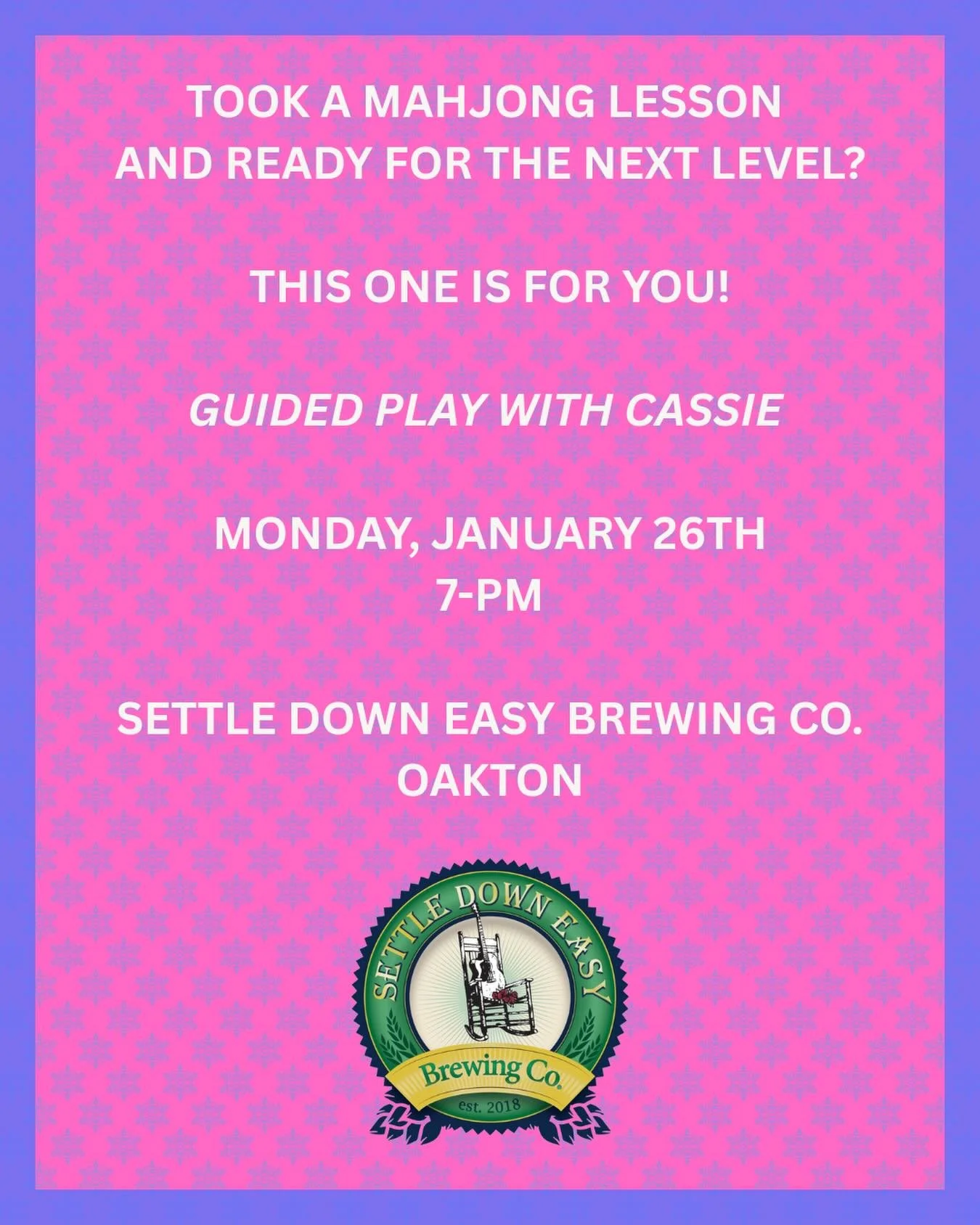 What is Guided Play?

This is where learning meets real game time.
You&rsquo;re actually playing Mahjong, but with an instructor at the table to guide you along the way.

✨ We&rsquo;ll help you read the card
✨ Talk through strategy
✨ Answer questions