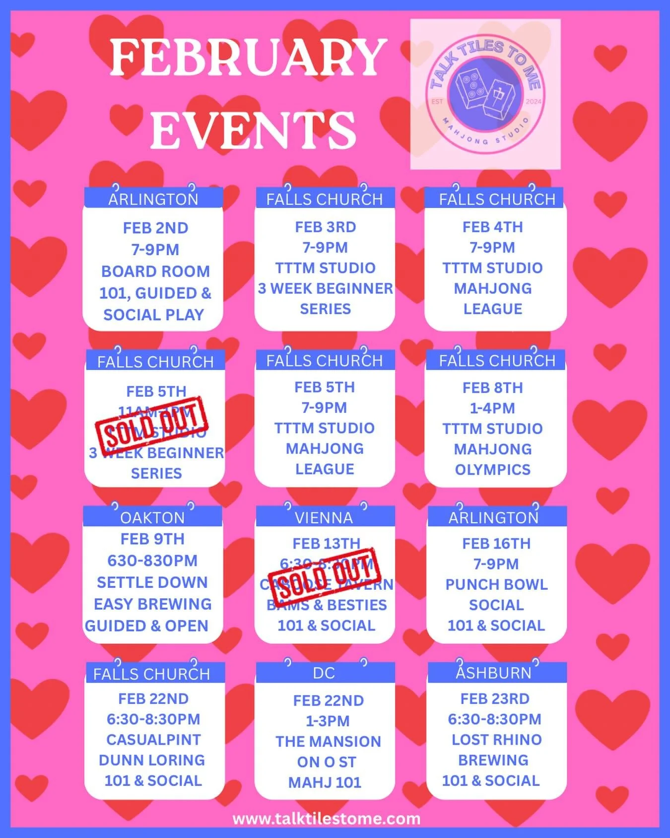 Ready to get your Mahj on? 
If you missed a class last round, this is your sign-February events are live and filling up fast. Several sessions have limited seats left, so don&rsquo;t wait. Link in bio to register! #mahjong #mahjongg #newyearnewhobby