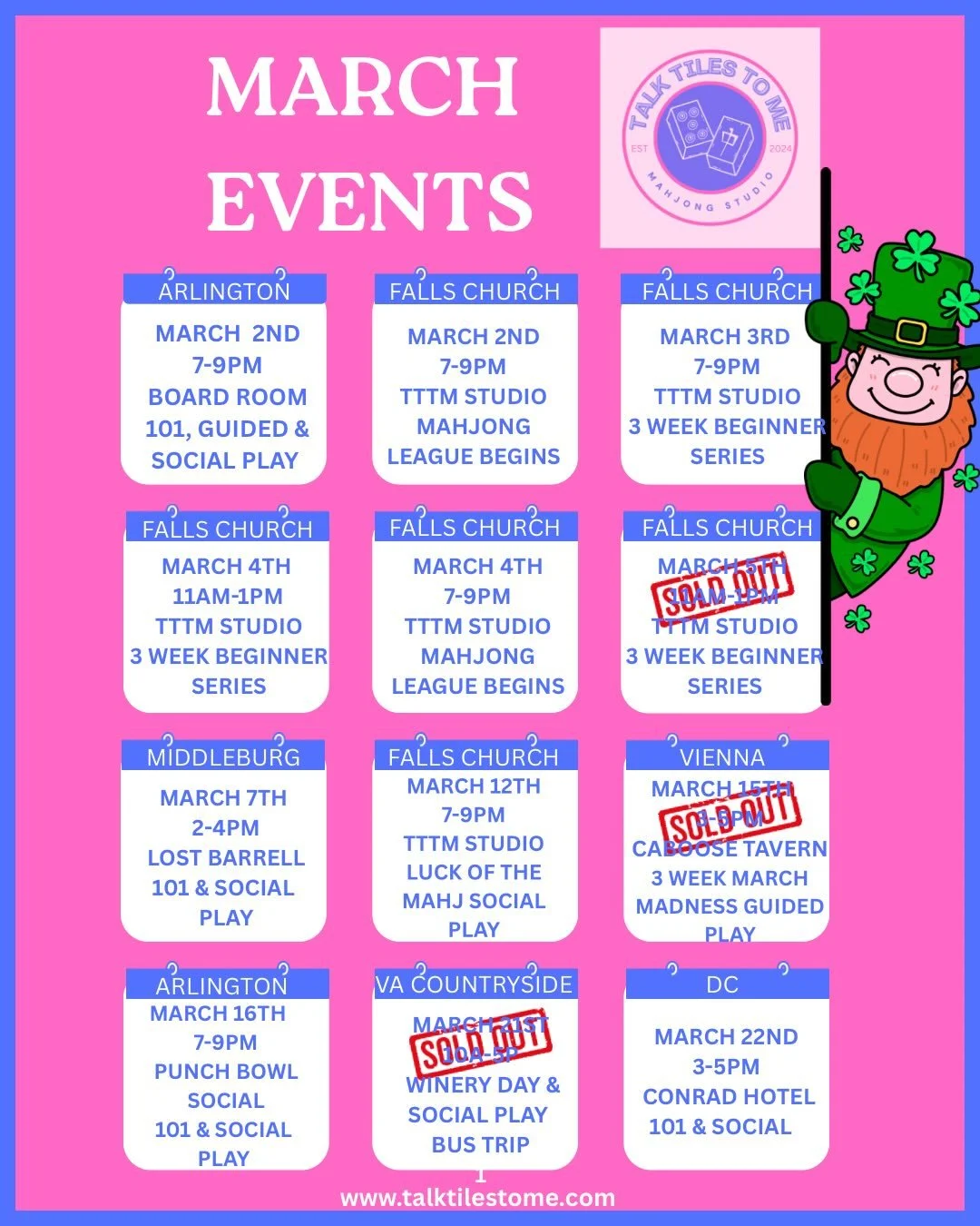 Ready to get your Mahj on? 
If you missed an event last month, this is your sign! March events are live and filling up fast. Numerous events have limited seats left, so don&rsquo;t wait. Link in bio to register!