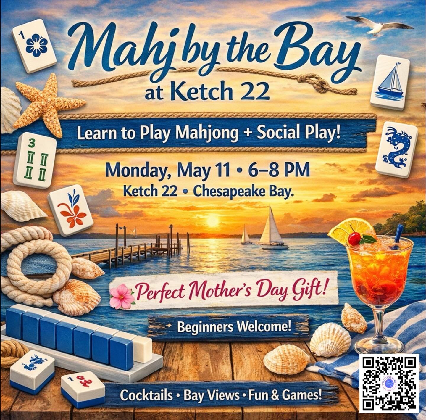 Bay lovers, this one&rsquo;s for you. 🦀 🛥️ 
Join us at @ketch_22 on the Chesapeake Bay for a relaxed evening of Mahjong. Come for social play or learn how to play-either way, you&rsquo;ll get plenty of tile time, great views, and good company. Mond