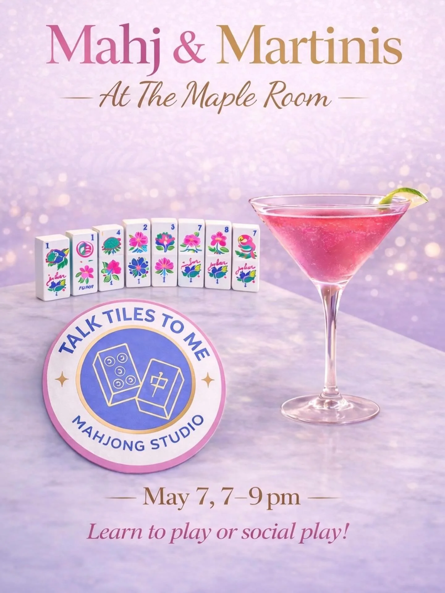 A perfectly chilled martini just hits differently  when paired with Mahjong.

Join us for an evening of Mahjong, connection, and just the right amount of friendly competition. Whether you&rsquo;re joining us to learn how to play or already love the g