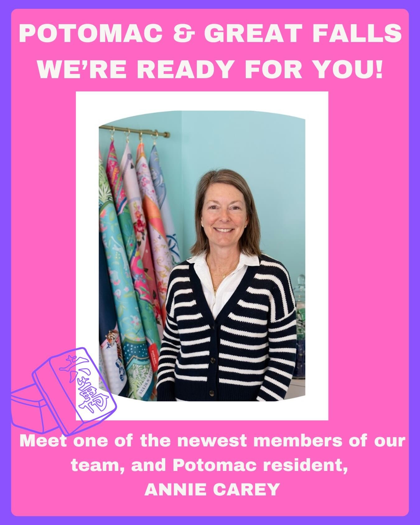 Meet one of the newest members of the Talk Tiles To Me team, and Potomac resident, Annie Carey.

We&rsquo;re so excited to welcome Annie to our growing Mahj fam. A tennis enthusiast with a high-energy, social approach, she makes learning Mahjong feel
