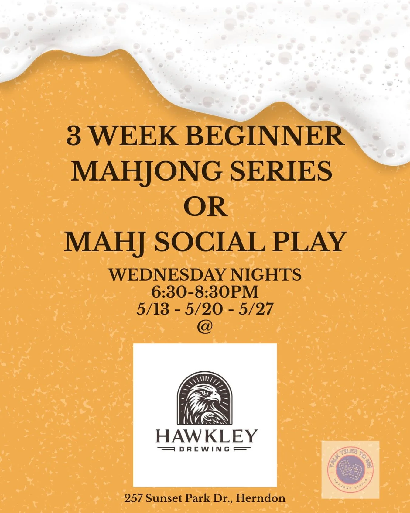 Join us starting this Wednesday at @hawkleybrewing for our 3-week beginner Mahjong series or social play in their cozy tap room.

Whether you&rsquo;re learning for the first time or know your way around the Mahjong table, it&rsquo;s the perfect midwe