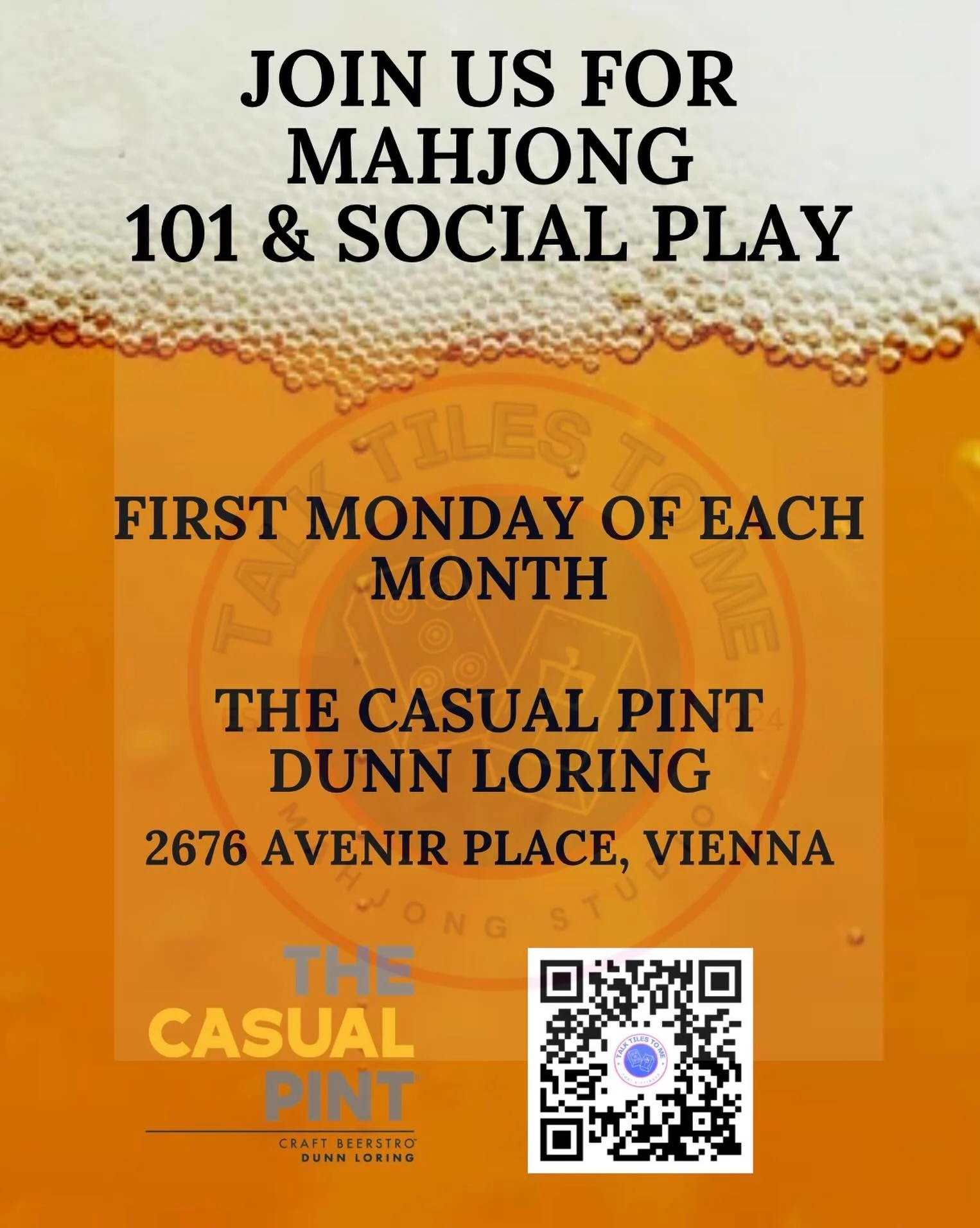 First Monday of every month, join us at @casualpintdunnloring for a night of beginner Mahjong lessons and social play.

Whether you&rsquo;re learning for the first time or looking for a fun place to play, grab a drink, settle in, and enjoy an evening