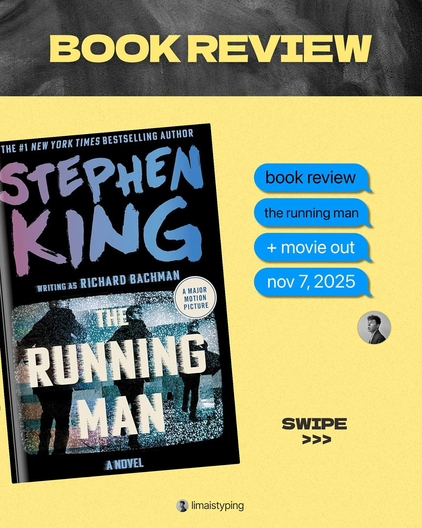 The Running Man by Stephen King

☄️ speculative fiction 
🔎 cat-and-mouse 
😰 high stakes 
⏳ countdown 
🥊 class divide

Rating: ☀️☀️☀️☀️

The year is 2025. Welcome to Co-Op City, where pollution chokes the air, poverty runs deep, and society feeds o