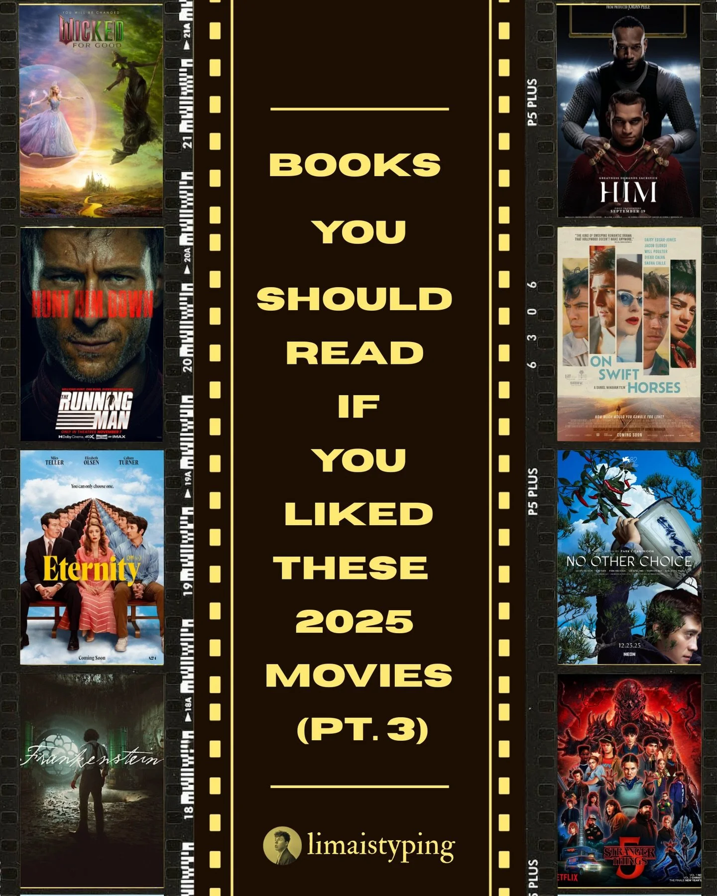 BOOK RECOMMENDATIONS BASED ON YOUR FAVOURITE 2025 FILMS (PT. 3)

This year I&rsquo;ve watched close to 300 titles, and, of course, I come with book recs to match the chaos of the latest ones. 🎬📚

From game-show dystopias and musicals to portals, mo