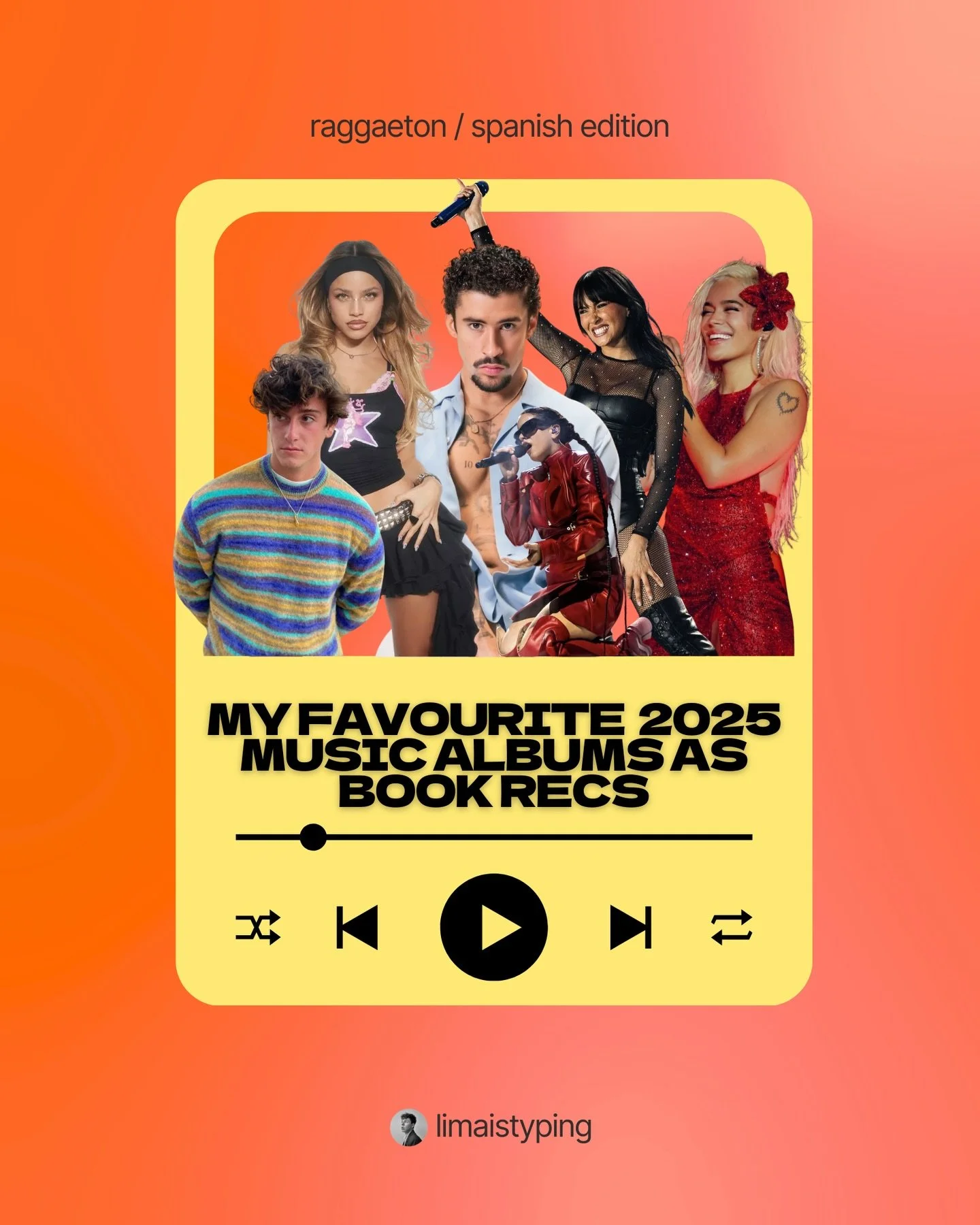book recommendations based on my favourite reggaet&oacute;n &amp; spanish-language albums 🎧📚
 bienvenidos to my album-to-book matchmaking (versi&oacute;n latina) &ndash; curated by me and my 600+ days spanish streak on duolingo

if your playlist = 