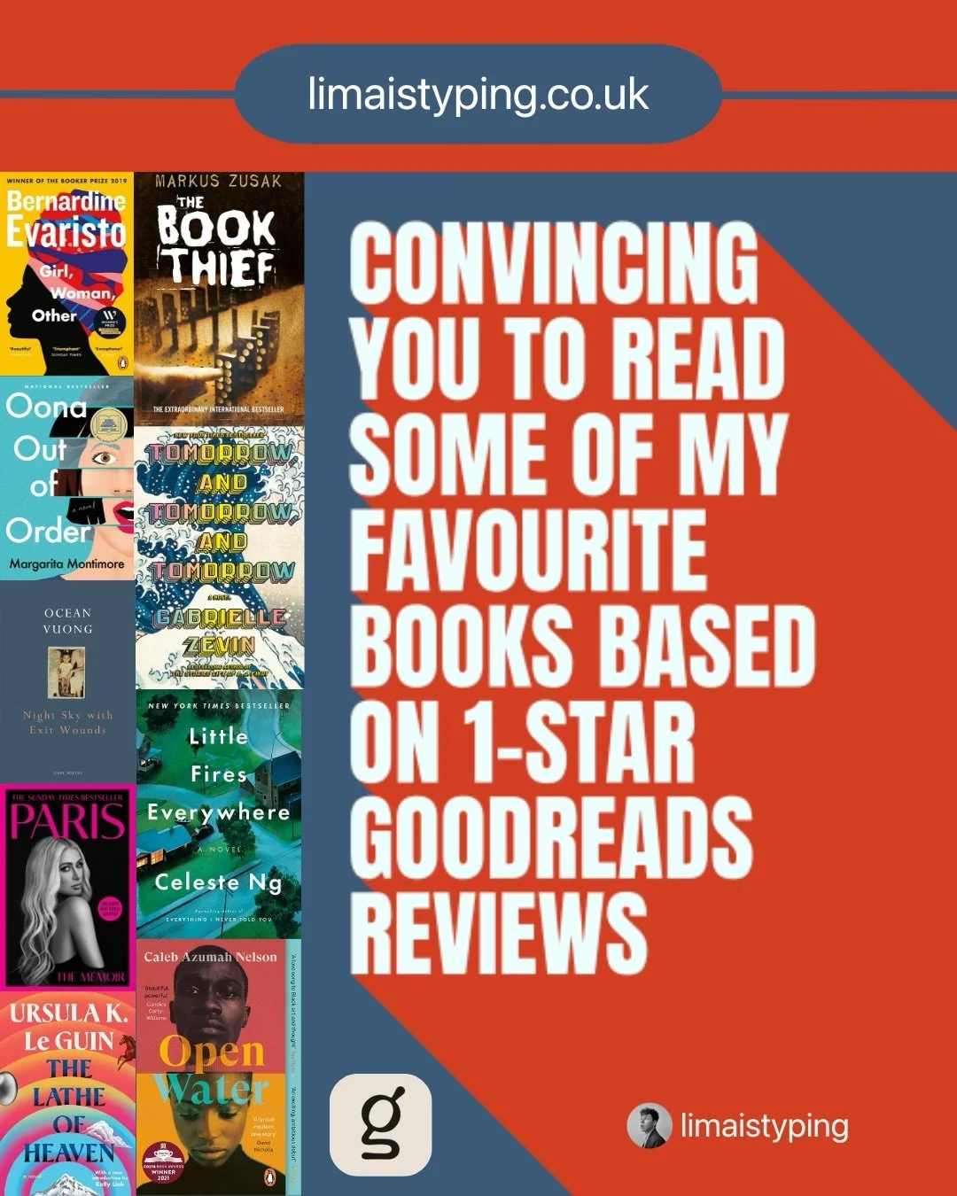 convincing you to read my favourite books using 1-star goodreads reviews ⭐️🤮

&ldquo;I&rsquo;ve read better fiction on Wattpad.&rdquo; Cool. Adding it to the cart. 🛒

Someone&rsquo;s worst nightmare is another&rsquo;s favourite. Here&rsquo;s me con