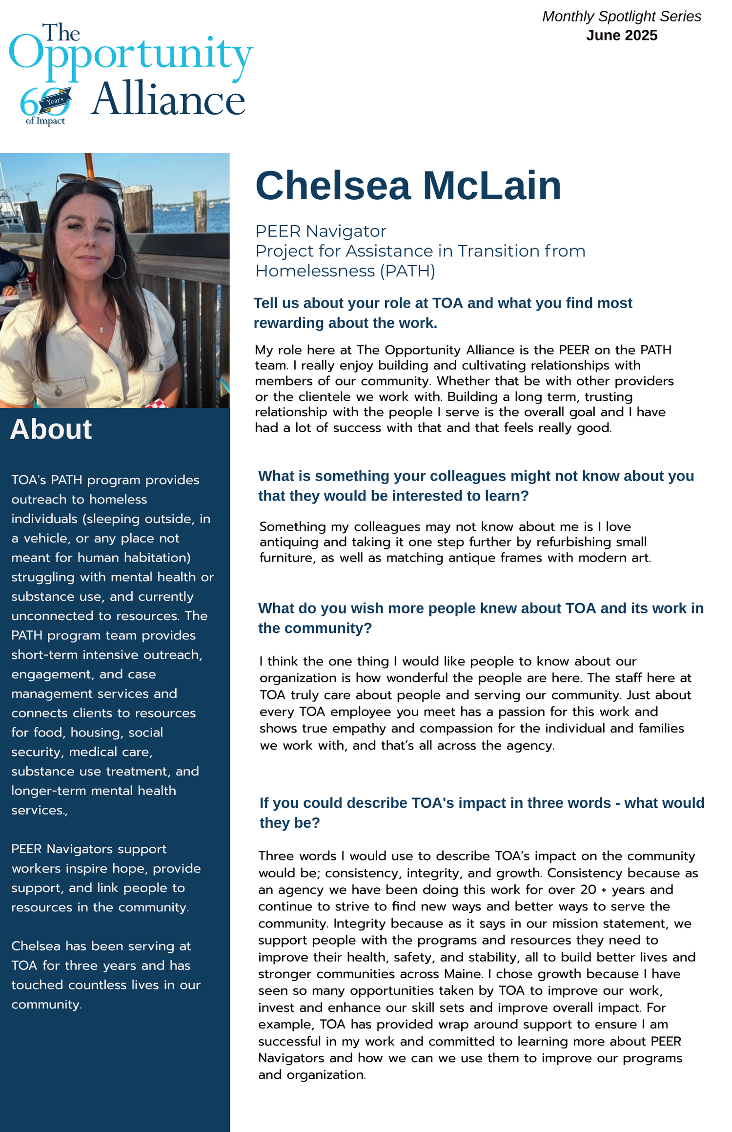 June Spotlight: Chelsea McLain — The Opportunity Alliance