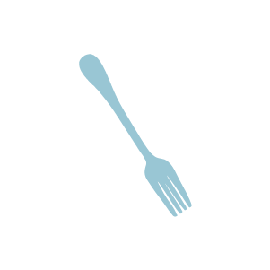 llustration of a light blue fork representing local dining options in Aspen, Colorado.