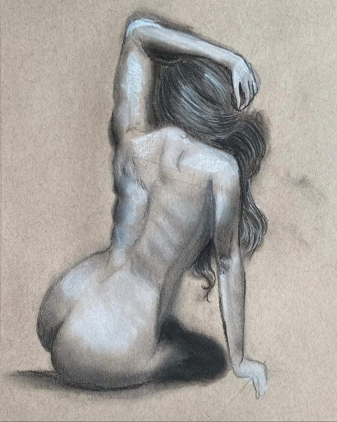 Figure Drawing, Charcoal on Toned Paper, 2022