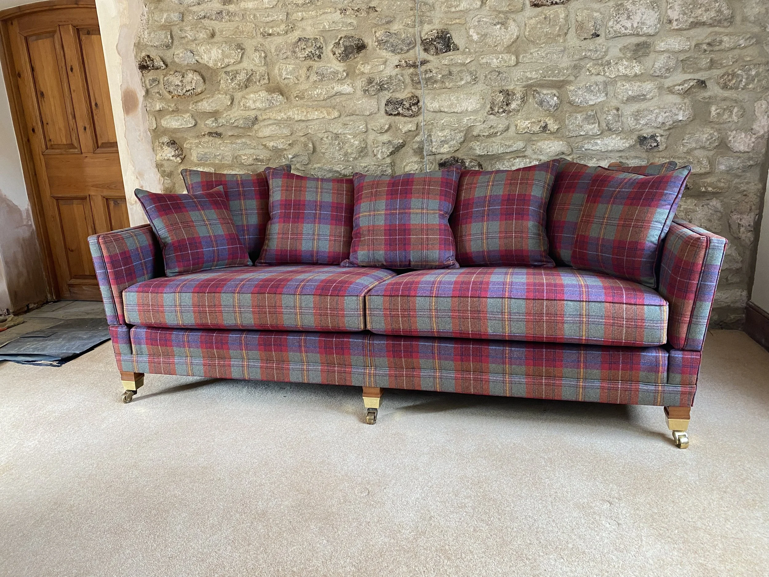 Wool tartan check sofa