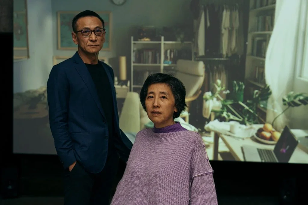 Artist Yuan Goang-Ming, left, and curator Abby Chen at "Everyday War," a collateral event of the 60th Venice Biennale, 2024. Photo: Courtesy of TFAM and the artist.