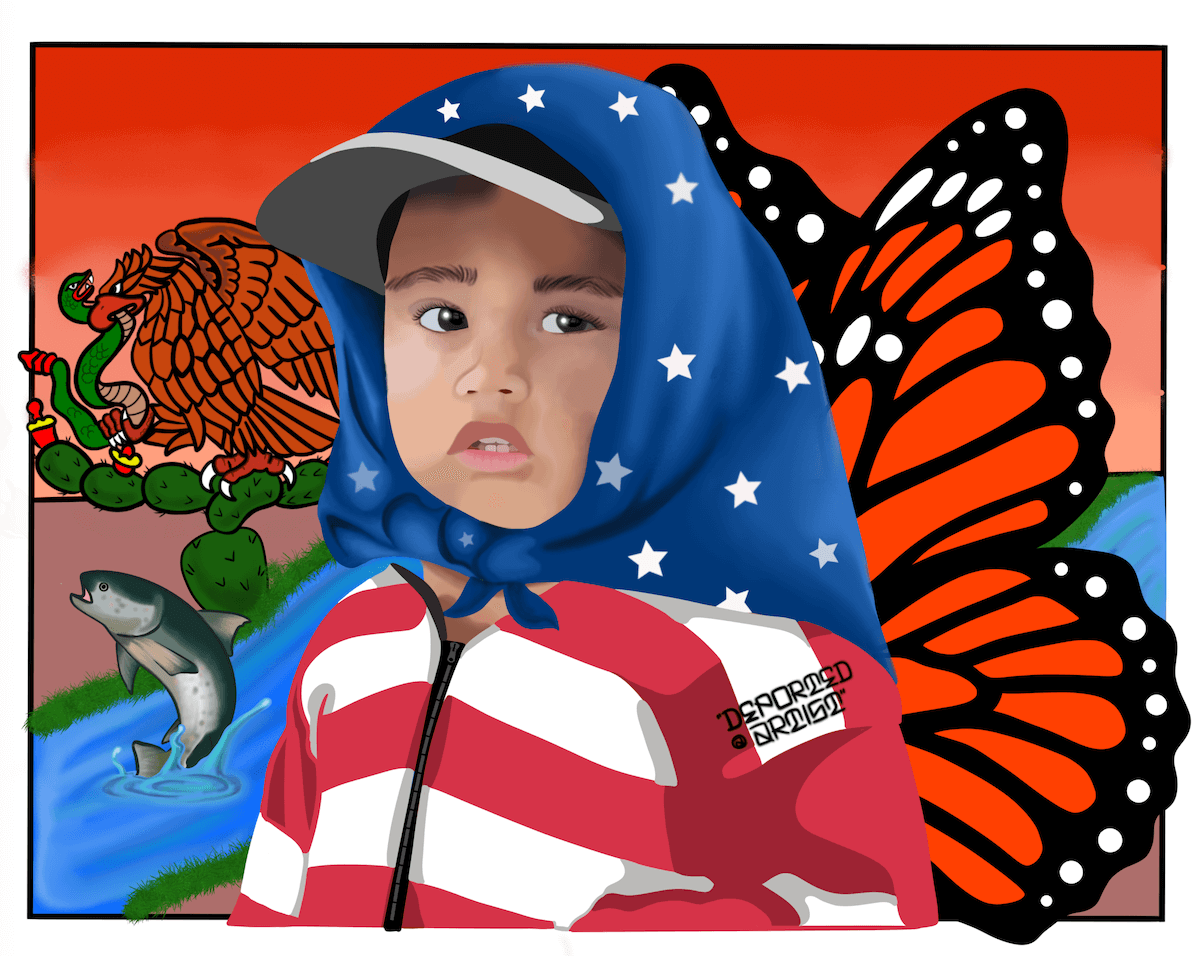 Digital art of young boy.