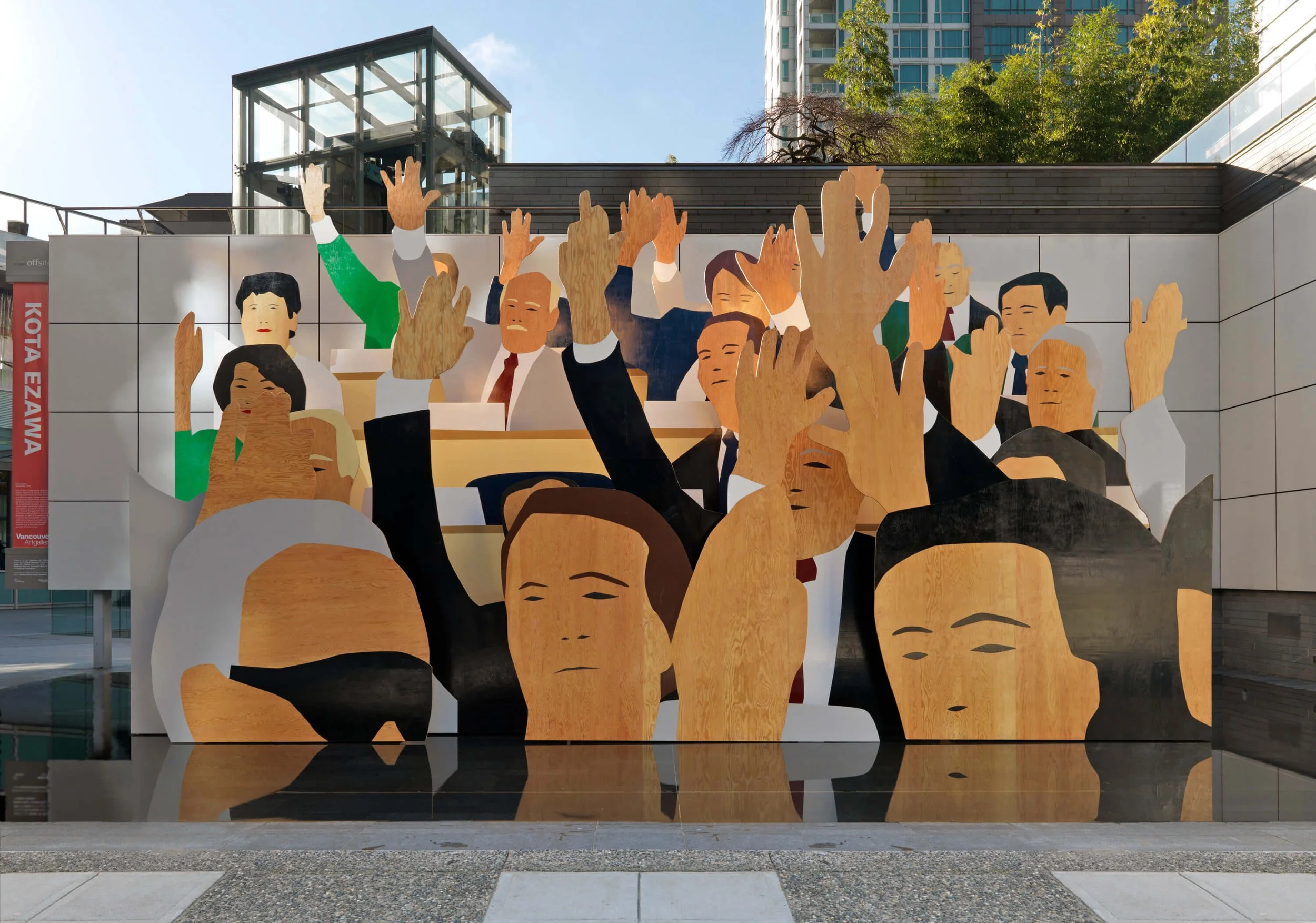 Hand Vote, painted wood, installation view at Vancouver Art Gallery Offsite, Vancouver, BC, Canada, 2012